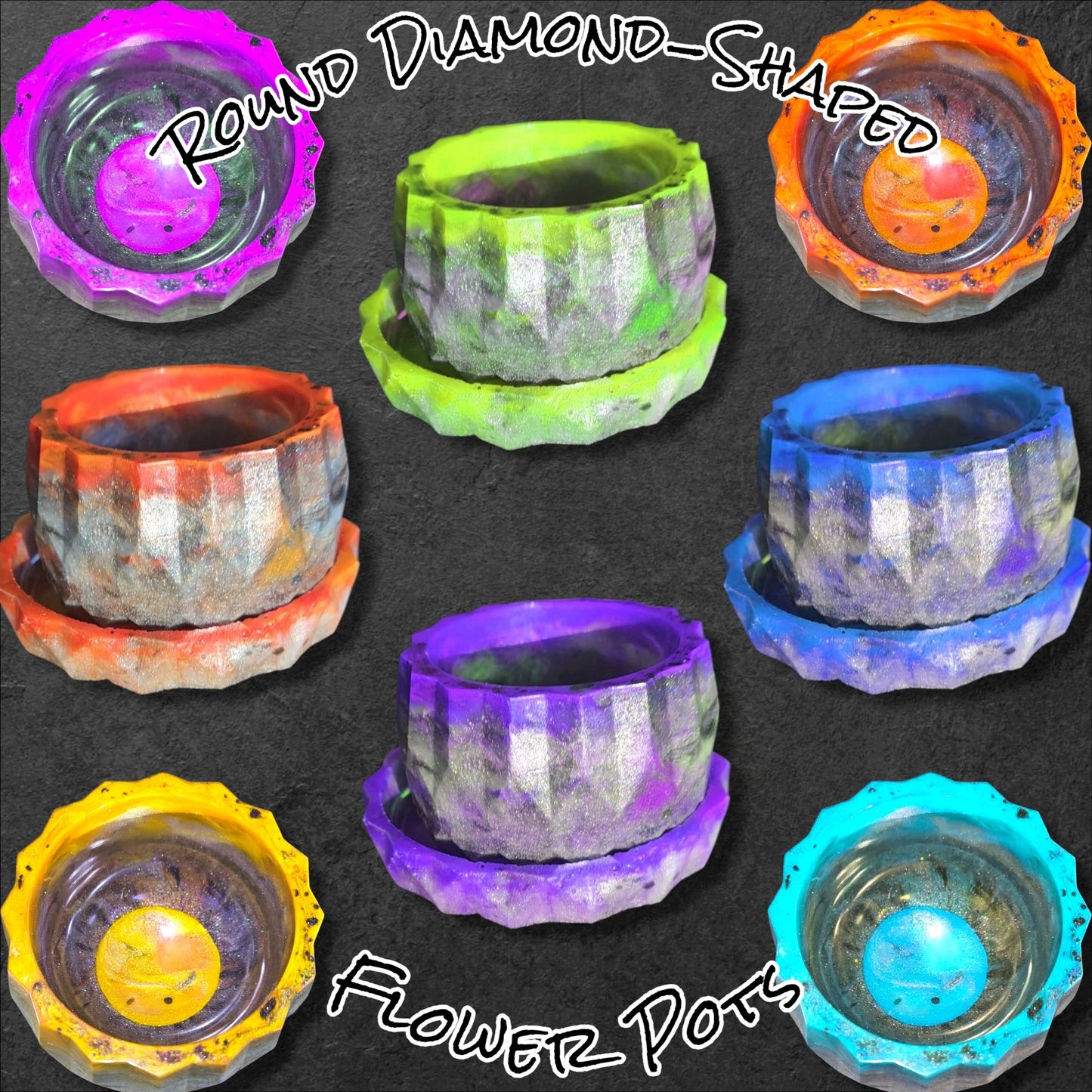 Round Diamond Shaped Flower Pots